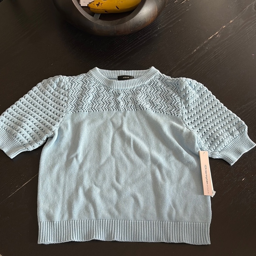Aqua Sky Blue Knit Top